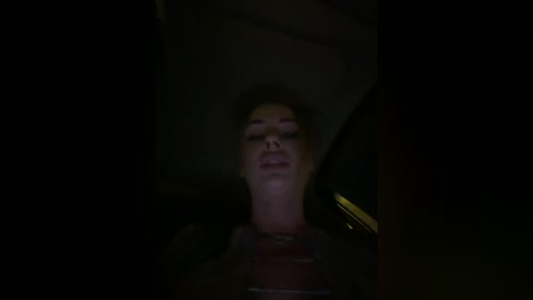 Media: A dimly lit video of a woman with closed eyes, seated in a car at night, her face illuminated by the dashboard light.