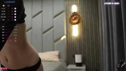 Media: A low-resolution, blurred screenshot from a virtual reality game shows a woman in a black thong, with a textured wall and a lit lamp in the background.