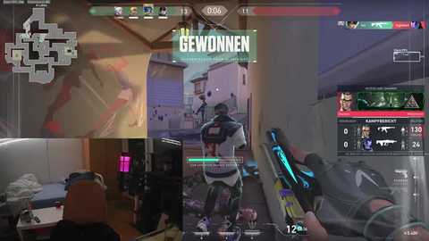 Media: A collage of images: a man in a black hoodie playing \"Geow\u00f6nnen\" on a computer, a woman in a green jacket, a man with a gun, and a video feed of a man holding a gun in a room.