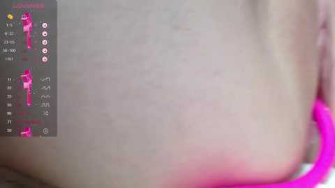 Media: Video of a close-up view of a person's upper thigh and lower abdomen, with visible pink marks and text overlay.