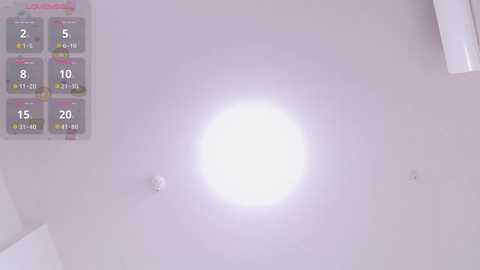 Media: Video of a minimalist, white ceiling with a bright, central light source. On the left, a digital timer display with 2x5 minute intervals, showing 15 minutes.