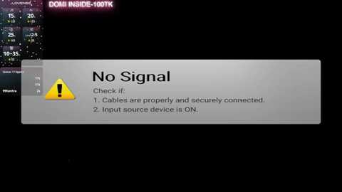 Media: Video of a computer screen displaying a warning message about improper cable connections, with a black background and a pink \"DOM Inside-10K\" header in the upper left corner.