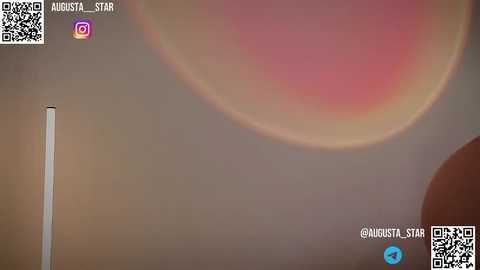 Media: Video of a red sun with a lens flare, showing a blurred background. QR codes for Instagram and Twitter are visible in the corners.