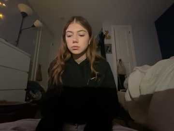 Media: Video of a young woman with long brown hair, wearing a black hoodie, sitting on a bed in a dimly lit bedroom with a white dresser, lamp, and a door.