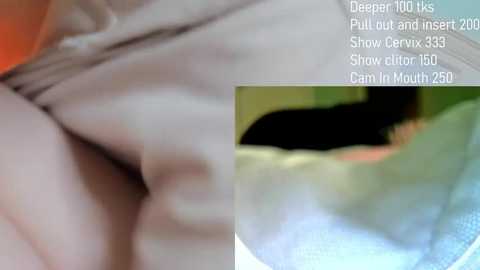 A blurred video shows a person's hand and mouth in a close-up. Text overlays mention \"Deep Throat\" and \"Show Cam 150.\