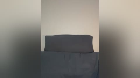 Media: A video of a minimalist bedroom with a gray pillow and sheet on a plain white bed against a beige wall. The image is slightly blurred, giving a soft, dreamy feel.