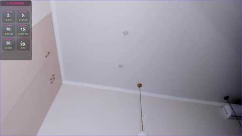 Media: Video of a sparsely furnished room with white walls, a single exposed light bulb, and a white, wooden dresser on the left. The image includes a digital overlay with a temperature gauge reading 24\u00b0C.