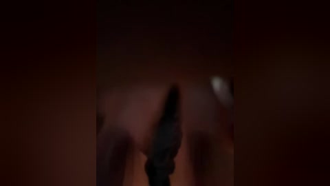 A blurry video featuring a dimly lit room with indistinct figures and a glowing moon. The background is dark, with a reddish-brown hue.