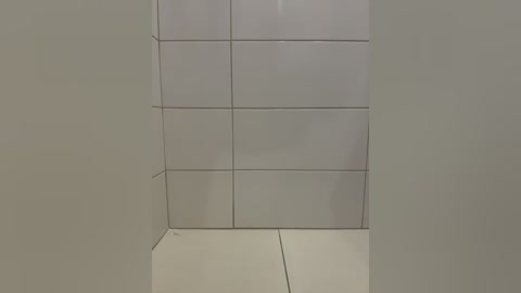 Video of a minimalist, modern ceiling with white, square, grid-patterned tiles and smooth, light gray walls. The ceiling has a slight downward slope towards the edges, and the floor is a continuation of the same light gray color.