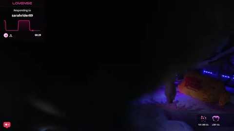 Video of a dark, shadowy room with a glowing blue light source on the right, showing a bloodied, yellow object. Text in the top left corner reads \"Loving you is\" with a heart emoji.