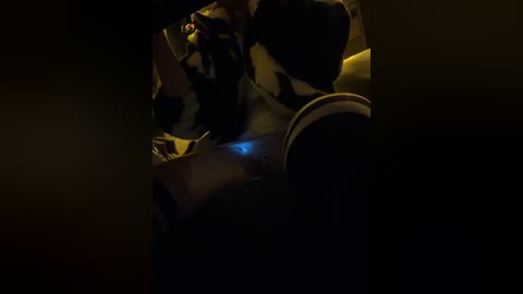 Video of a dimly lit, intimate scene featuring a person with short hair, wearing a dark jacket and a light-colored shirt, holding a lit cigarette, partially illuminated by a blue LED light.