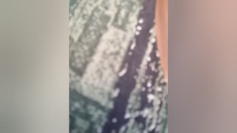 A video of a blurred, vertical scene featuring a tree trunk and foliage, partially obscured by a light-colored wall. The image appears out of focus, with green and brown hues dominating the background.
