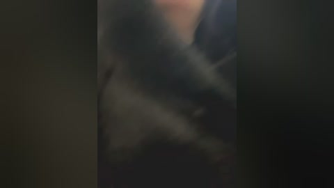 A blurred video of a person wearing a dark, possibly black jacket, with indistinct facial features, and indeterminate background. The image is dimly lit, creating a mysterious, somewhat ominous atmosphere.