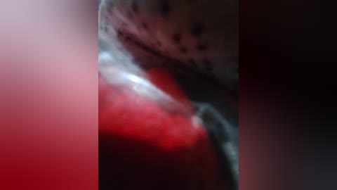 A close-up video of a human stomach, showing a red, inflamed area with white, raised bumps. The image is blurry, making it difficult to discern details clearly.