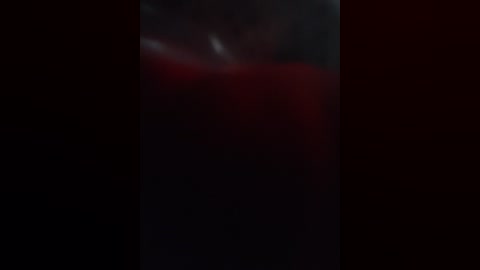 Media: A dimly lit video shows a person in a dark room, with a red object in the background, possibly a piece of clothing or a blanket, and the figure's face obscured by shadows.