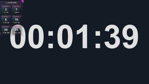 A digital image featuring a dark background with white text \"0:01:39\" at the center, overlaid with a clock displaying 00:25:00. The image appears to be a computer screen shot with a left-side menu displaying various options.