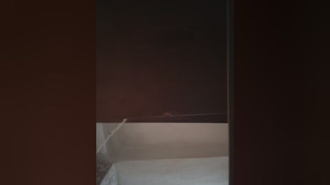 Media: A dimly-lit video of a white sheet draped over a bed, with a faint outline of a person under it. The background is blurred, with a dark, possibly wooden, wall in the background.