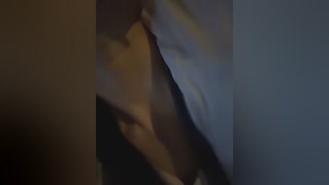 A blurry video of a person with medium skin tone, possibly of African descent, partially visible under dim lighting, with a dark shirt. The background is a muted gray.